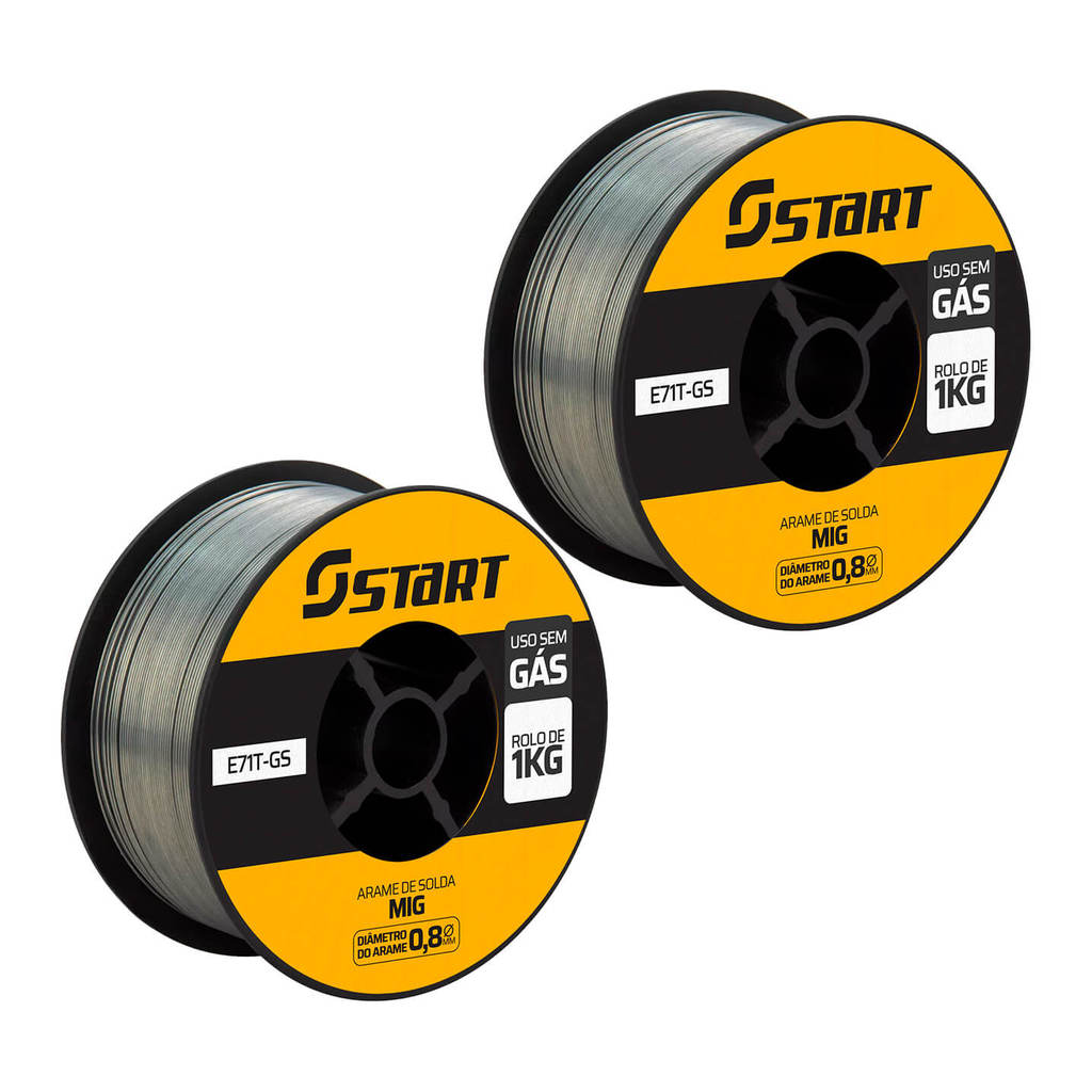 Arame Para Solda Mig Uso Sem Gás 0.8mm - Kit 2 Rolos De 1 Kg E71t-gs Start
