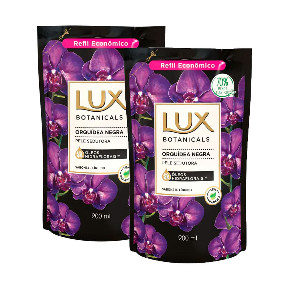 Kit 2 Sabonete Líquido Lux Botanicals Orquídea Negra Refil 200ml