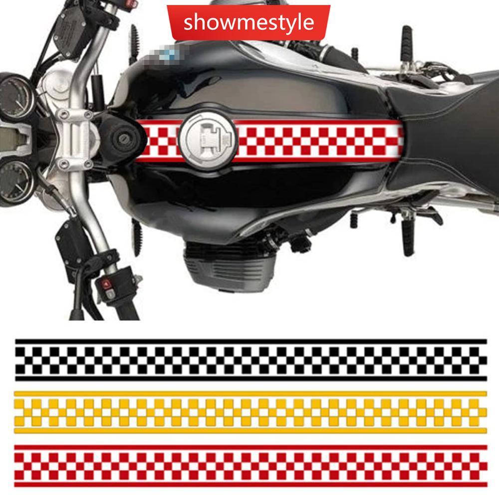 SMS 50cm/20 Polegadas Motocicleta Xadrez Corrida Listras Tanque Decalques Decoração Adesivos DIY De Combustível Adesivo 