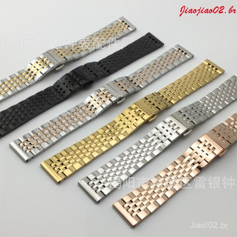 Pulseira de substituição para relógio Rolex T41 de sete elos, em aço inoxidável sólido, com fecho borboleta de duplo bot