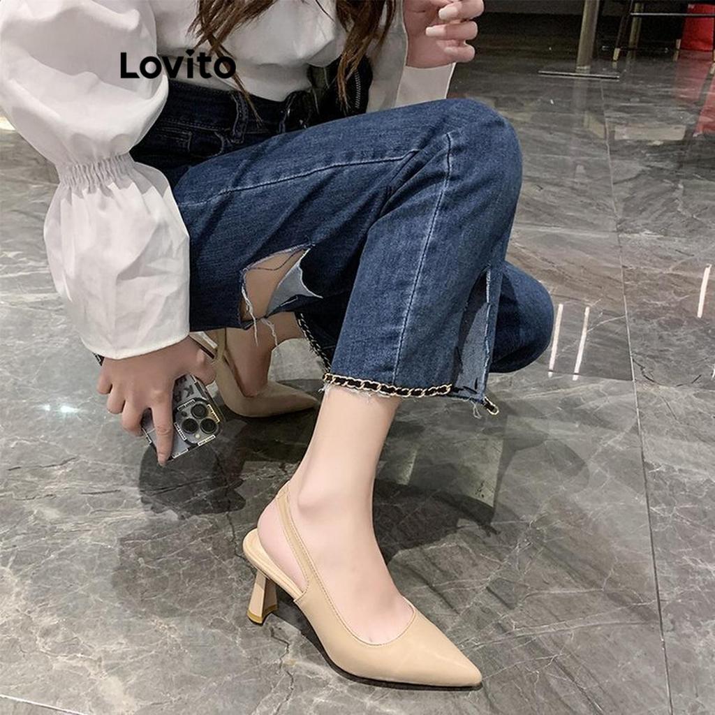 Lovito Salto Liso Elegante Salto Simples Para Mulheres LFA46166