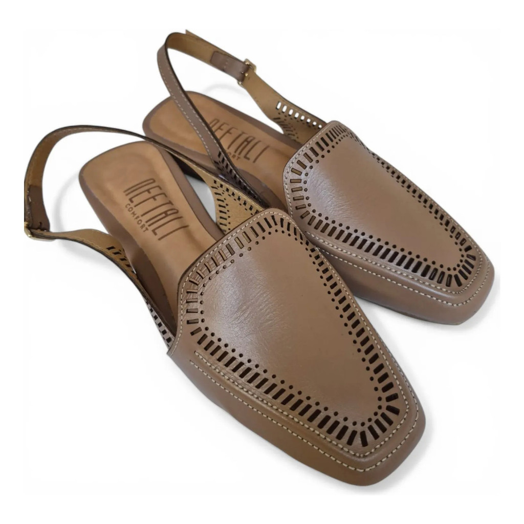 Sapatilha Slingback Neftali Salto Baixo Antique Casual Confortavel Linda Macia Leve Charmosa Versatil Atual Pratica Luxo