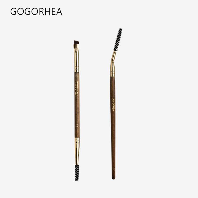 RHEA|Rolo de cílios escova de sobrancelha de ponta dupla duro creme de Gel de sobrancelha ângulo dobrável tipo espiral e