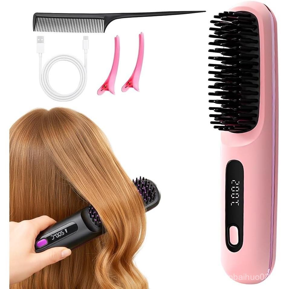 Go Brush Pro 2026 Novo Go Brush Pro Escova Alisadora Portátil para Viagens com Display de Temperatura, Aquecimento Rápid