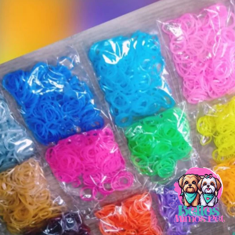 1000 ELÁSTICOS Grosso SILICONE (5 CORES) PENTEADOS PET BANHO E TOSA PULSEIRA INFANTIL. em Oferta na Shopee