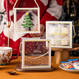 Saco de embalagem de biscoito de natal caixa de embalagem caixa de biscoito floco de neve doces crocantes portátil caixa