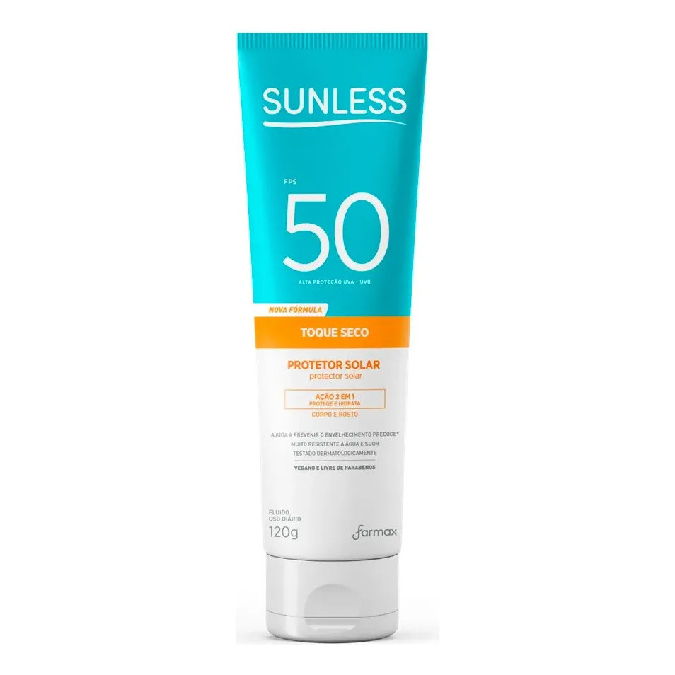 Protetor Solar Sunless Fps 50 Corpo E Rosto Toque Seco 120g
