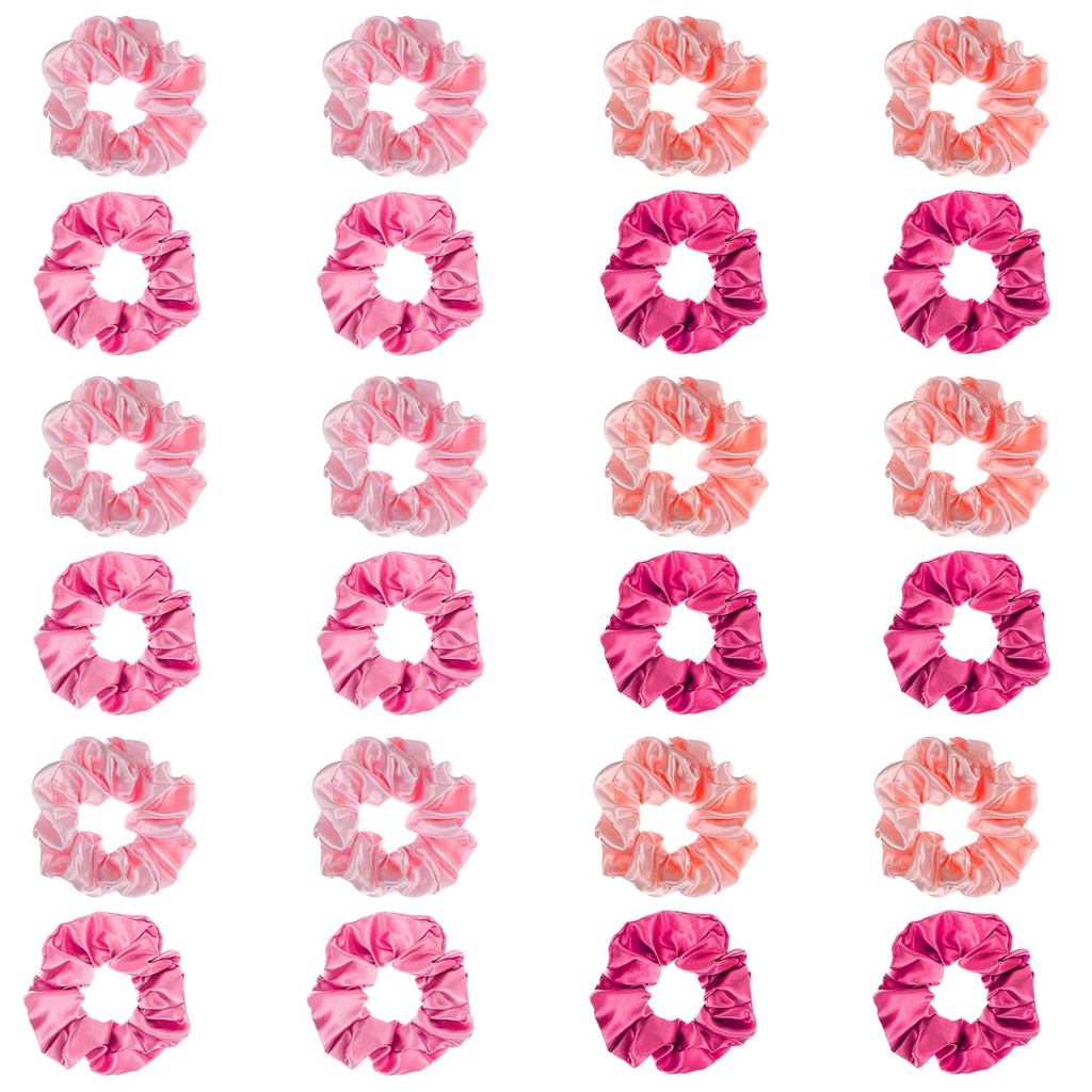24PCS Scrunchies Rosa, Pacote de Scrunchies Macios e Elegantes, Scrunchies de Cetim Rosa para Cabelos Cacheados, para To