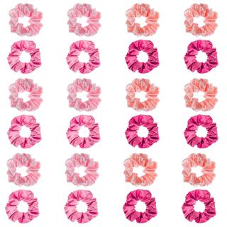 24PCS Scrunchies Rosa, Pacote de Scrunchies Macios e Elegantes, Scrunchies de Cetim Rosa para Cabelos Cacheados, para To