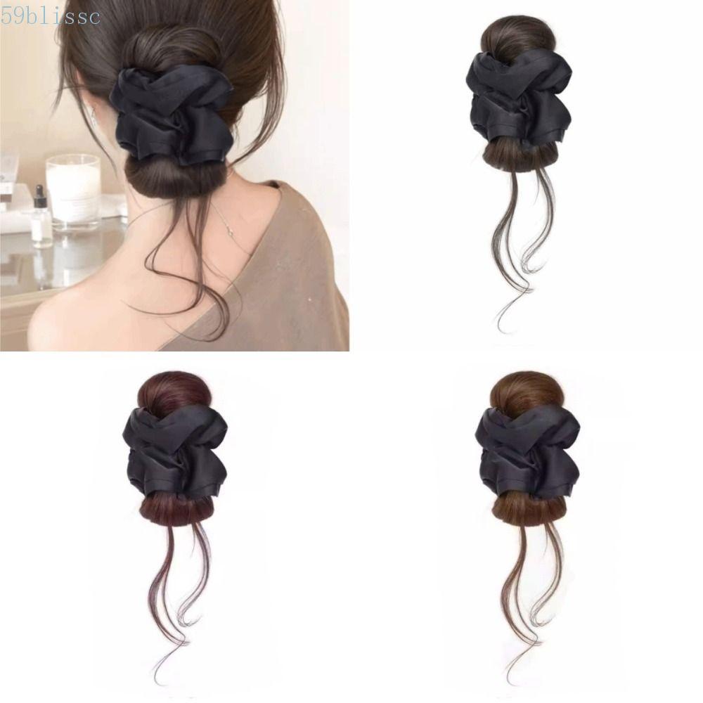 Faixa De Cabeça De Coque De Cabelo Sintético BLISSC , Elegante Prendedor De Garra De Scrunchie , Natural