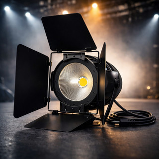 Canhão Fresnel Led COB 200W Com Barn Door DMX Branco Quente Frio Refletor Stage Par Bivolt