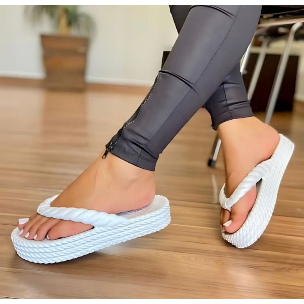 Chinelo Feminino 3 Tranças  Nuvem Feminino Plataforma Trançado Estilo Leve Macia Antiderrapante