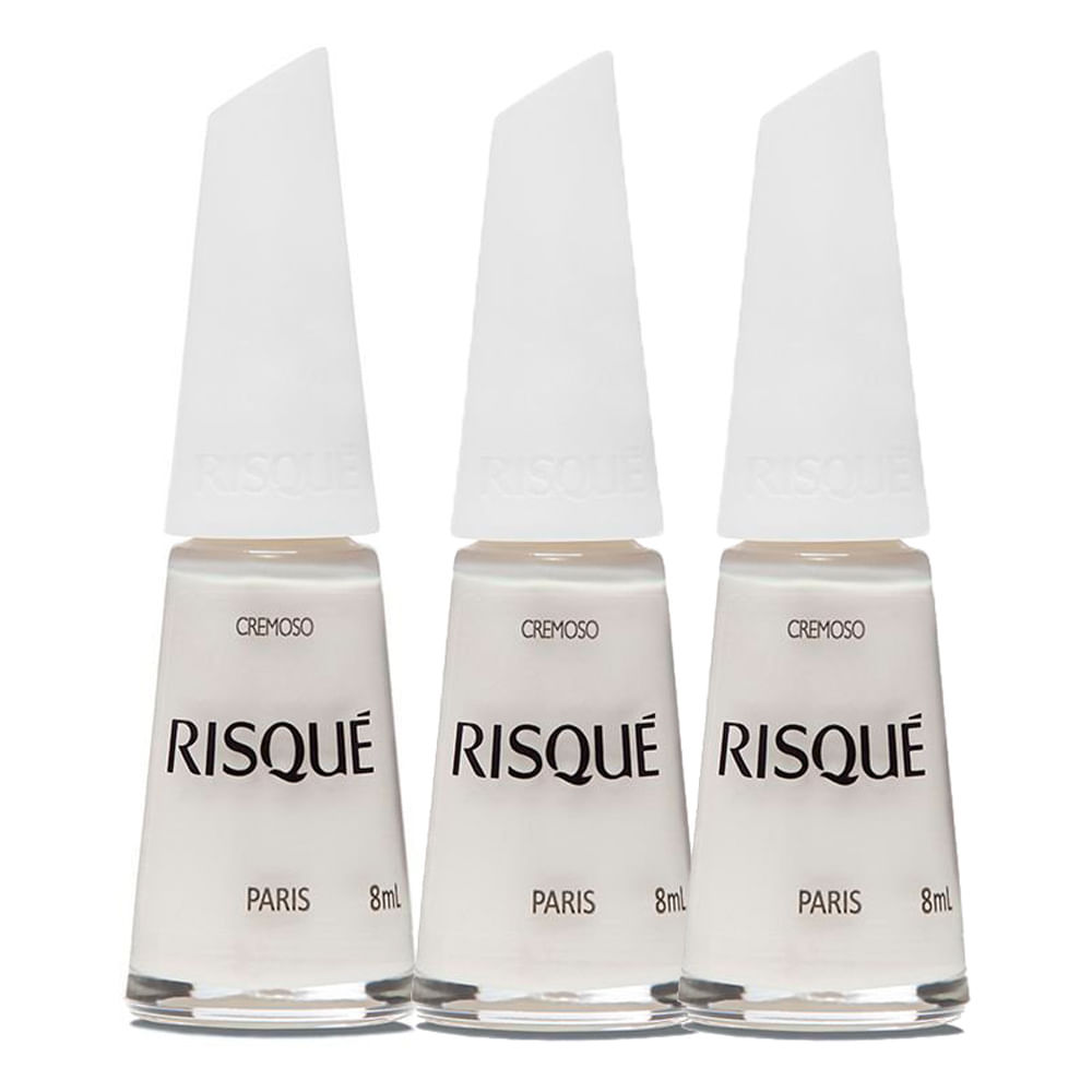 Kit 3 Esmalte Risqué Cor Paris Hipoalergênico com 8ml