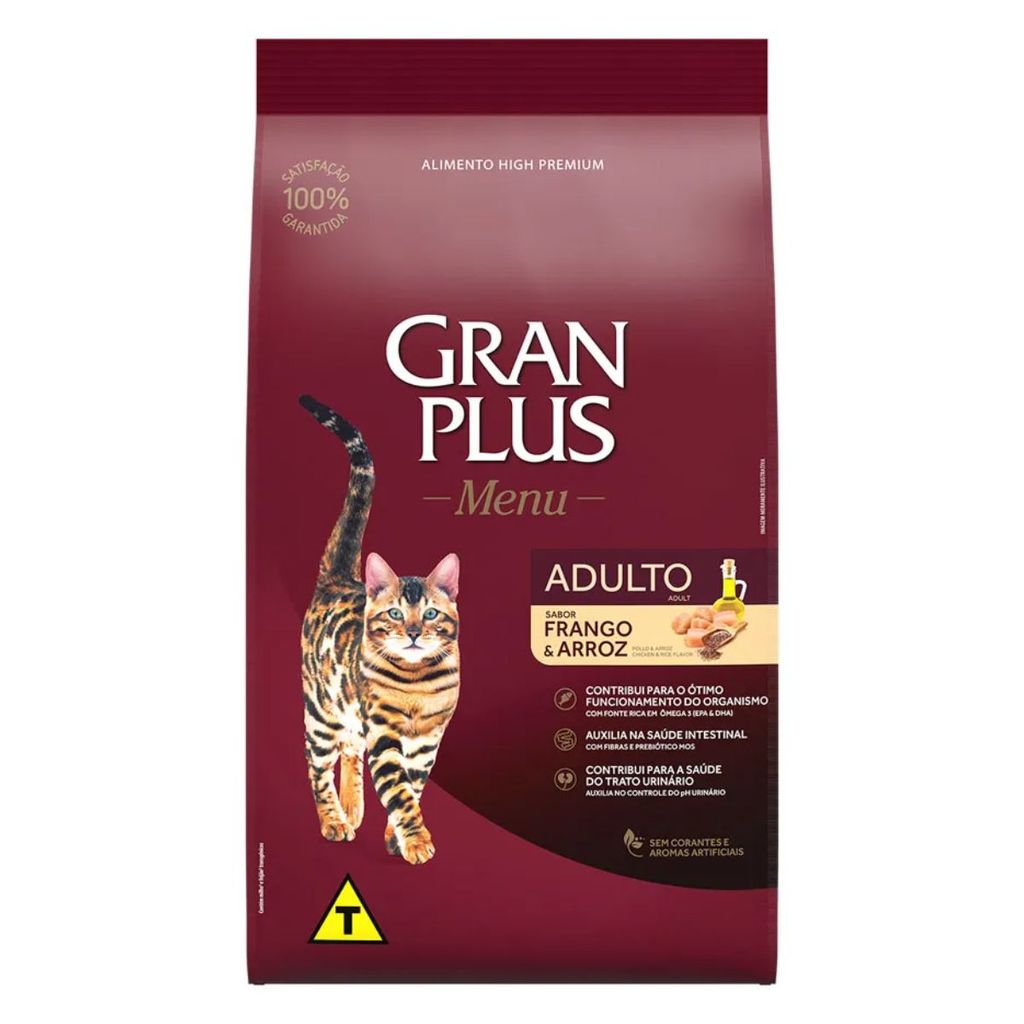 Ração GranPlus Gatos Adultos Frango e Arroz 10,1 kg Premium