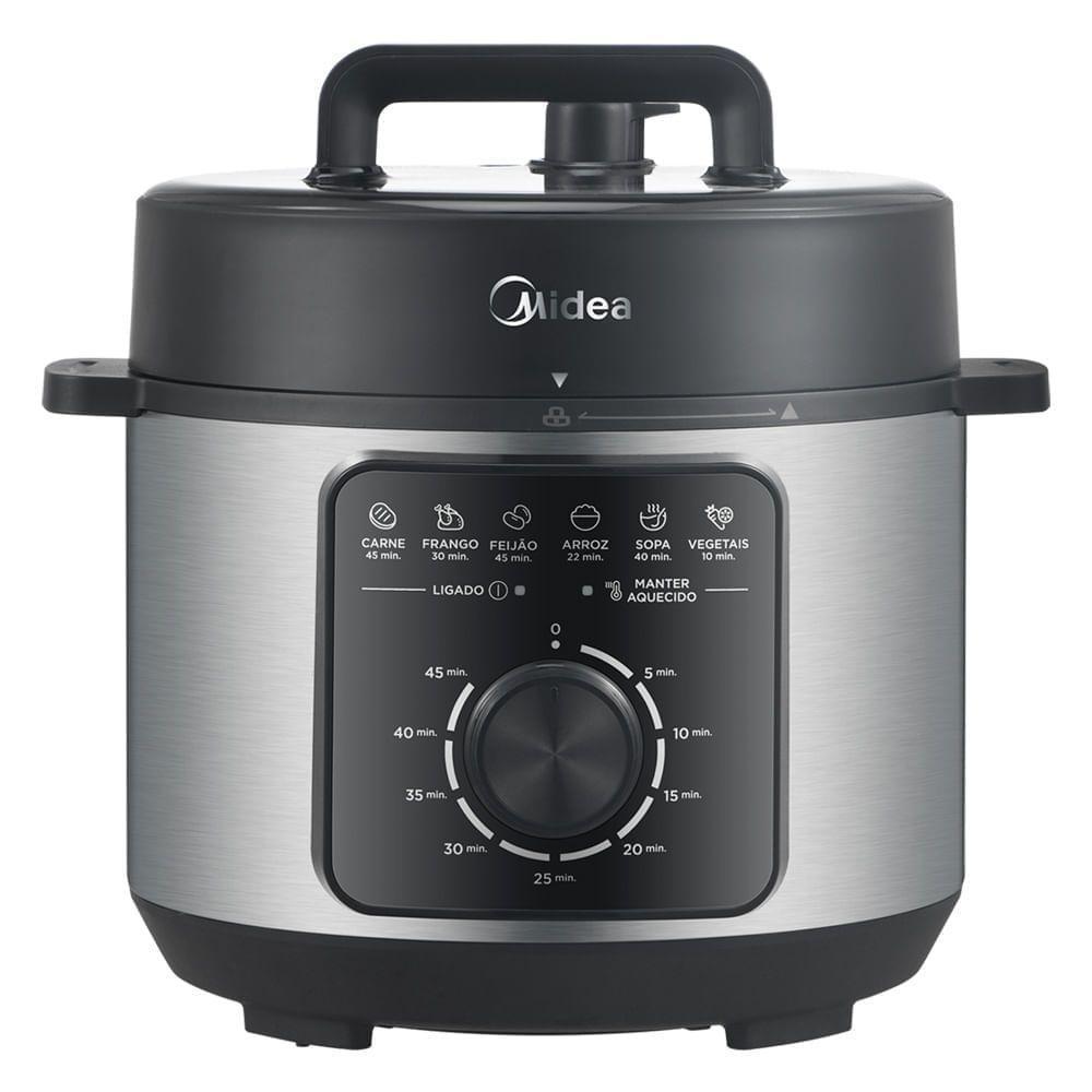 Panela de Pressão Elétrica Mecânica Midea PPM42 4L Antiaderente Preta e Inox 220V