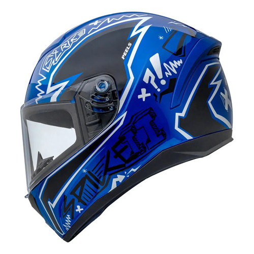 Capacete Moto Fechado Peels Spike 2 Stk Azul Metálico Com Preto Stk Brilhante E Fosco 56 Verde/água Liso