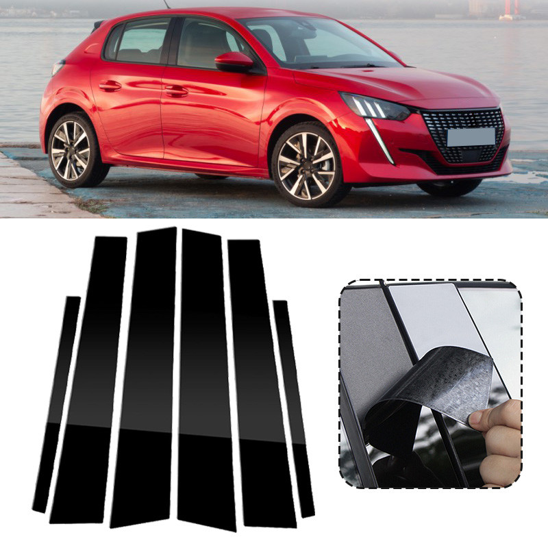 Policarbonato Adequado Para Peugeot 208 2020-2024 6 Peças Coluna Da Porta Janela Do Carro Bc Pilar Pós Guarnição Capa Ad
