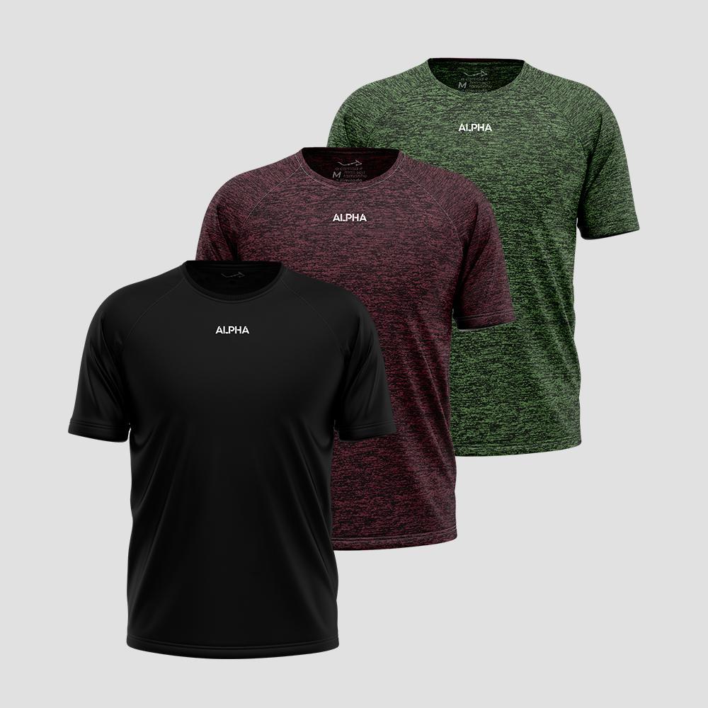 Kit 3 Camisetas Dry Alpha Co Masculina