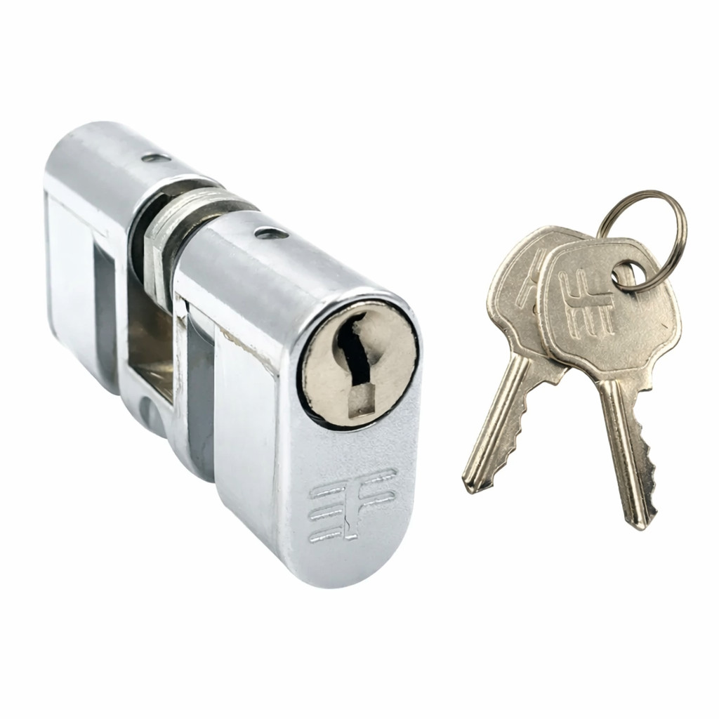 MIOLO CILINDRO REPOSIÇÃO TAMBOR C/2 CHAVES P/ FECHADURA 3F 4000/5000/6000/7000 000ZCR CROMADO