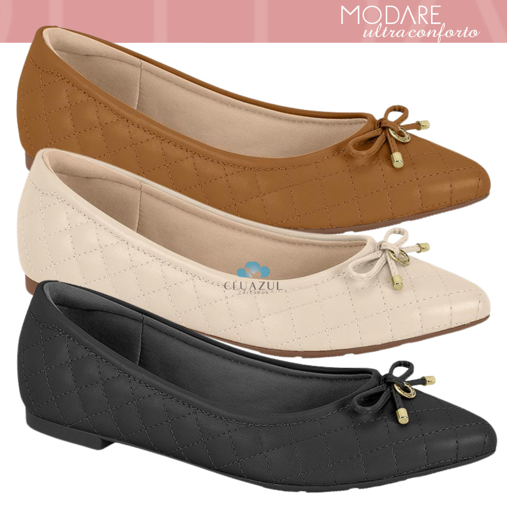 Sapatilha Modare Feminina Bico Fino Acolchoado Ultra Conforto Original