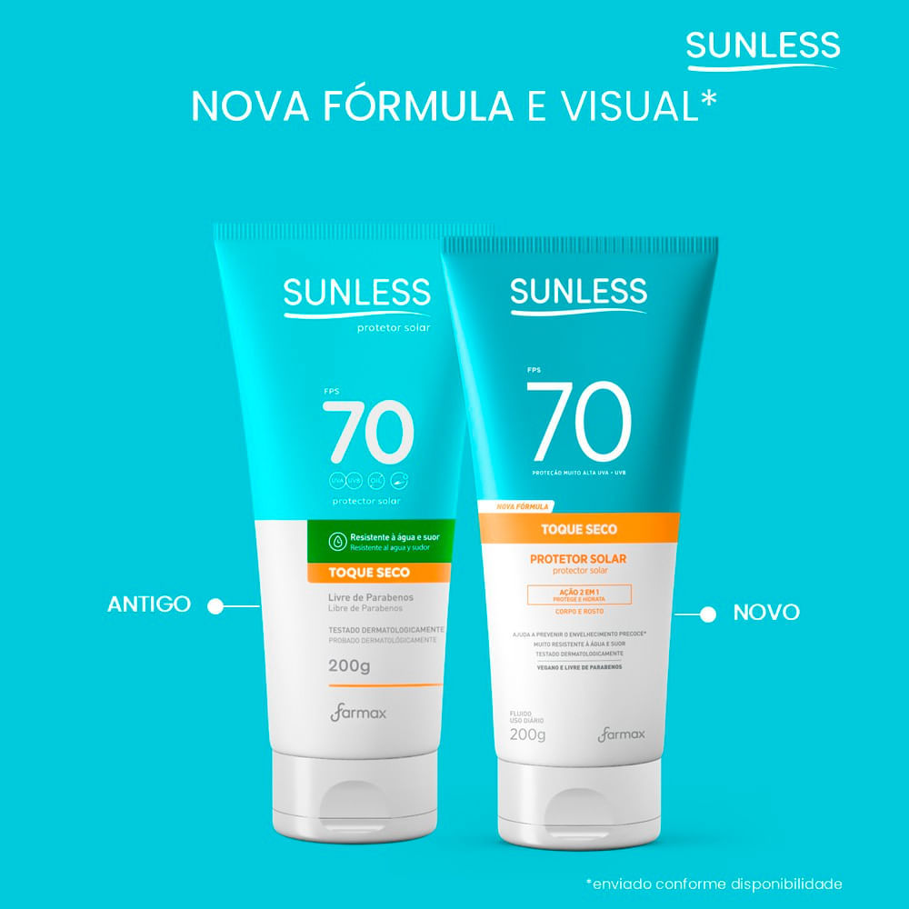 Detalhes do Protetor Solar Sunless Toque Seco FPS70 200g