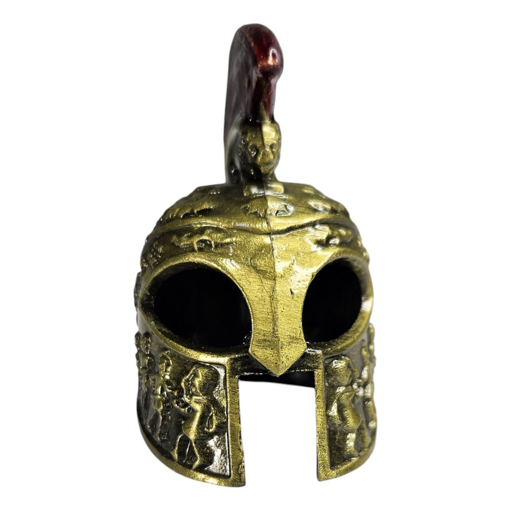 Capacete Medieval Miniatura Dourado Em Aço