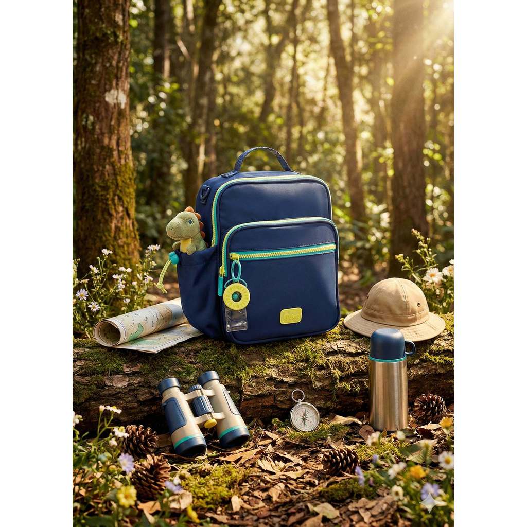 Lancheira Térmica com Bolso Frontal Azul Marinho Menino em Oferta na Shopee