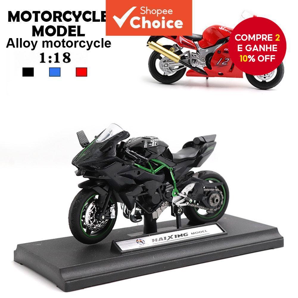 Modelo De Motocicleta Ninja H2R Escala 1 : 18 Fundido Brinquedo Preto Presente