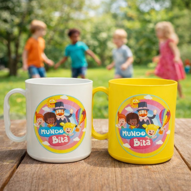 Lembrancinha Festa Aniversario kit 20 canecas De Plástico Tema mundo Bita Personalizado festa infantil presente escola