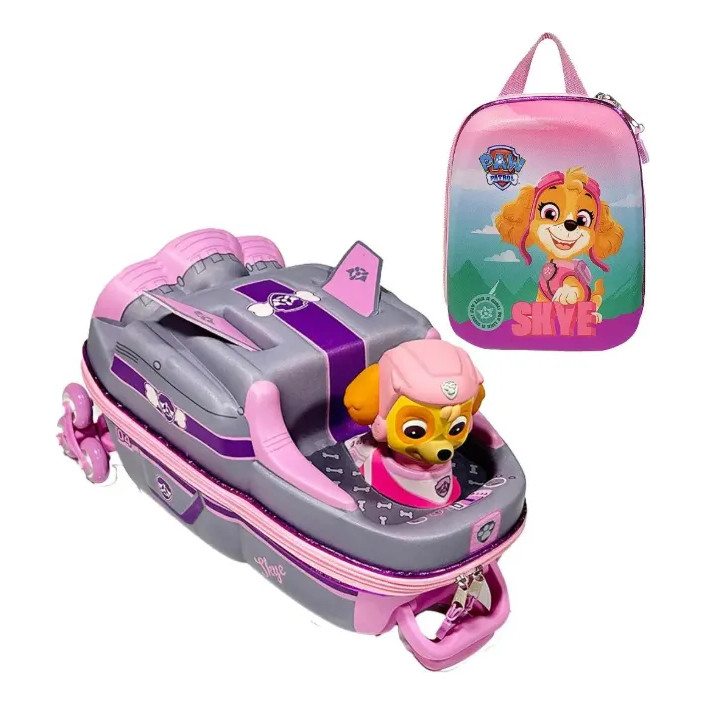 Kit Escolar Mochila Patrulha Canina Skye Nave Rodinhas 3d Rosa Patrulha Canina Sky