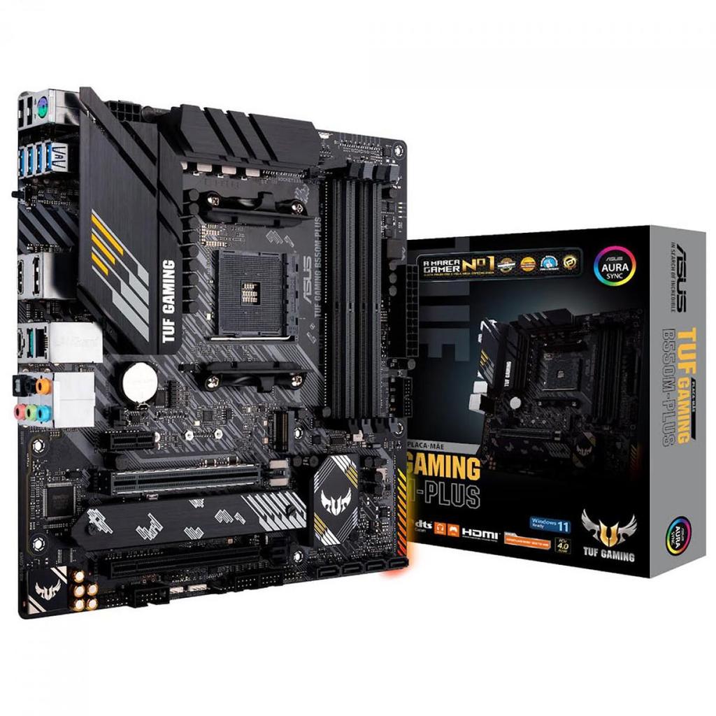 Placa Mãe Asus TUF Gaming B550M-Plus, Chipset B550, AM4, mATX, DDR4, Com Dissipador 90MB14A0-C1BAY0 em Oferta na Shopee