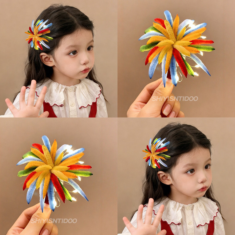 Fogos De Artifício Coloridos Para Crianças Brilharão , Grampo De Cabelo Torcido , Novo Clipe Lateral Bebê , Acessórios E