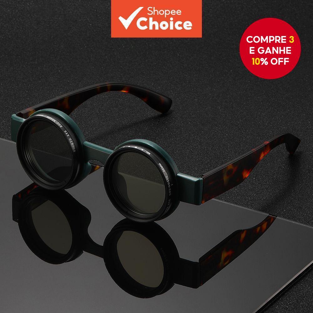 Óculos De Sol De Armação Redonda Lente Giratória Ajustável Unissex Elegantes Para Atividades Ao Ar Livre em Oferta na Shopee
