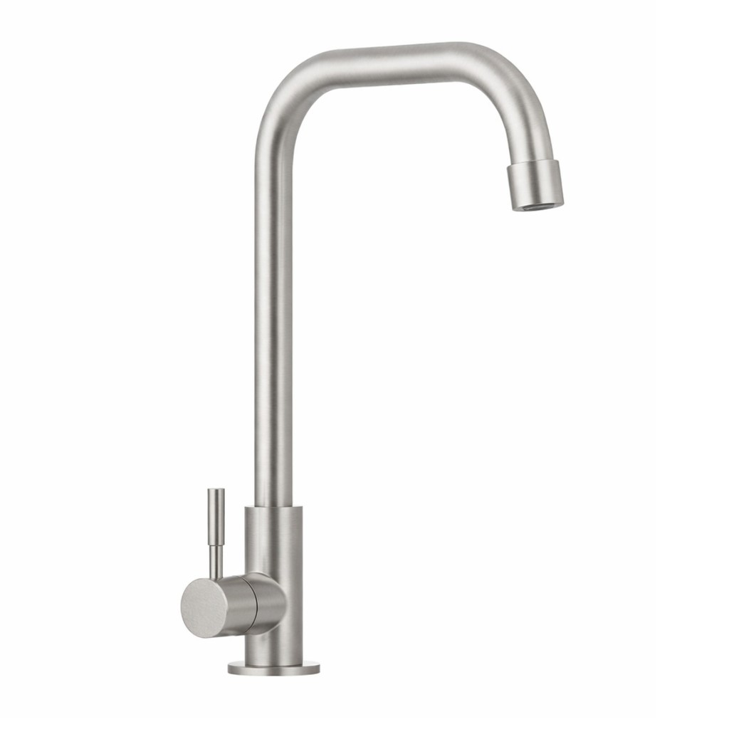 Torneira Para Cozinha Gourmet Kiev Água Fria Aço Escovado Mesa Bancada Aço Inox Premium