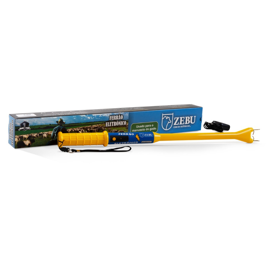 FERRÃO ELETRÔNICO 9V RECARREGÁVEL ZEBU CHOQUE MANEJO BOVINOS SUINOS 1224-6