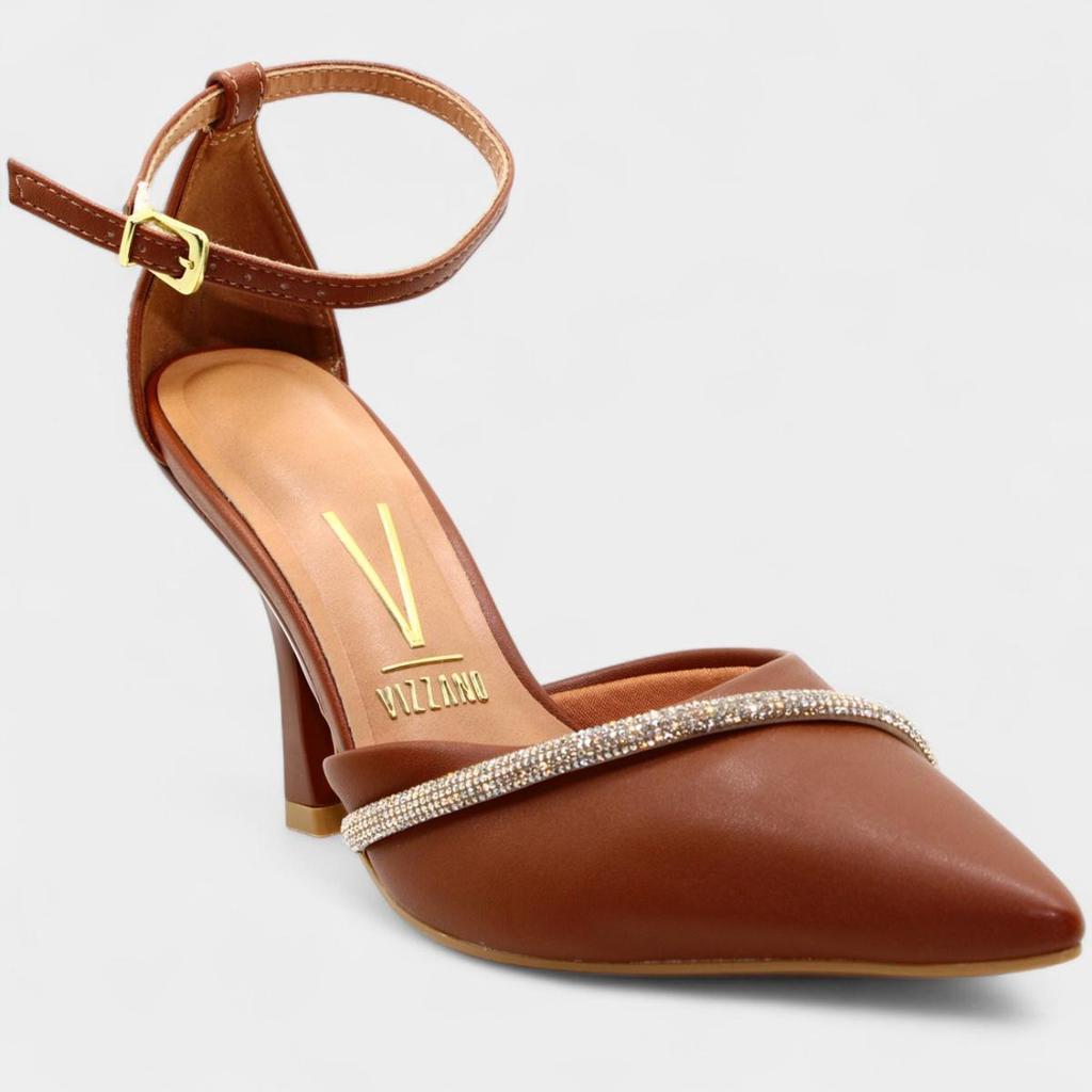 Scarpin Vizzano Strass Salto Médio Feminino em Oferta na Shopee