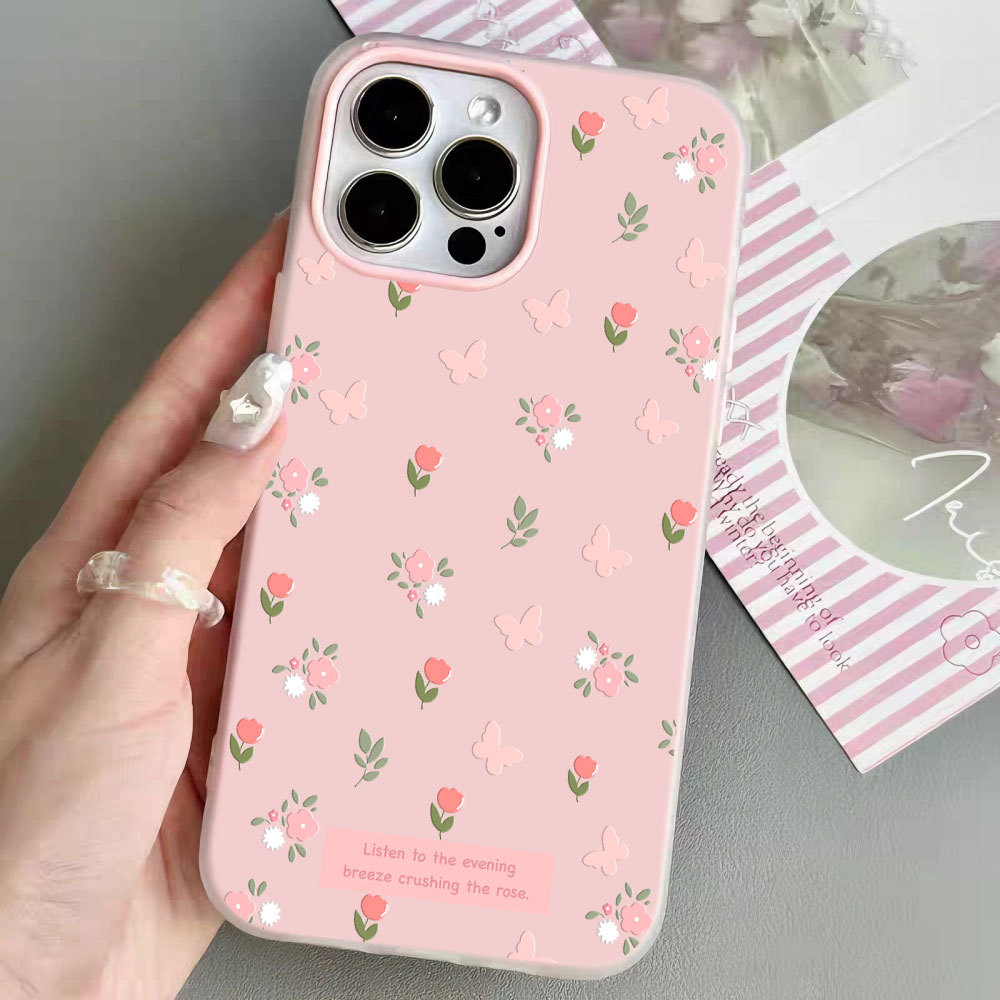 Borboleta Flores Marcon Cores Geléia Caso Para Samsung S25 ULTRA S24 Plus S23 S22 A17 A16 A15 A14 A13 A52 Fosco