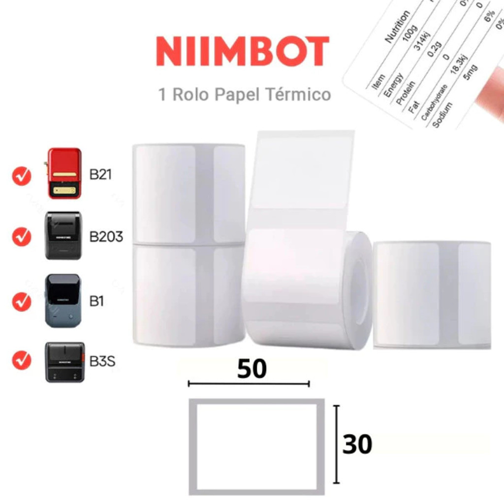 2 Etiquetas 50x30 Niimbot B21 B1 230 P/Rolo