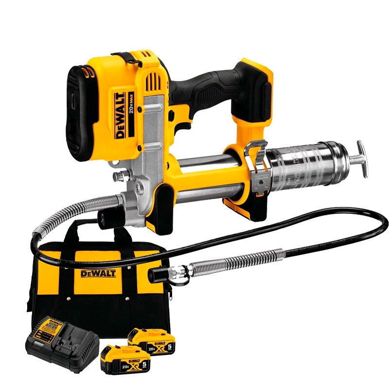 Kit Engraxadeira a Bateria 20V 400GR Dewalt DCGG571B  2 Baterias de 5Ah 20V DCB205-B3  Carregador DCB115 Bivolt  Bolsa