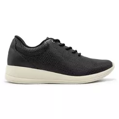 Tênis Usaflex Feminino Básico Em Couro Detalhe Textura AJ1206