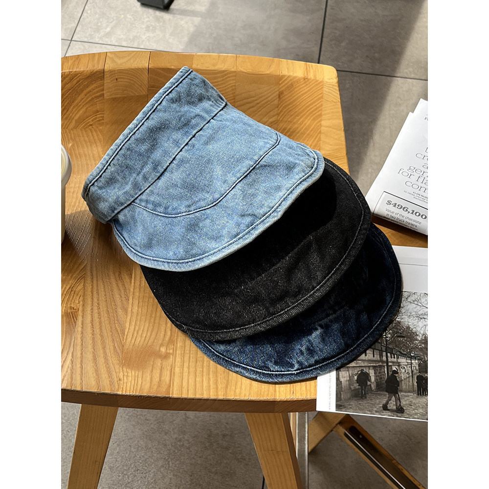 Lavado Denim oco topo chapéu de sol feminino verão protetor solar respirável pico boné capa rosto dobrável Topless chapé