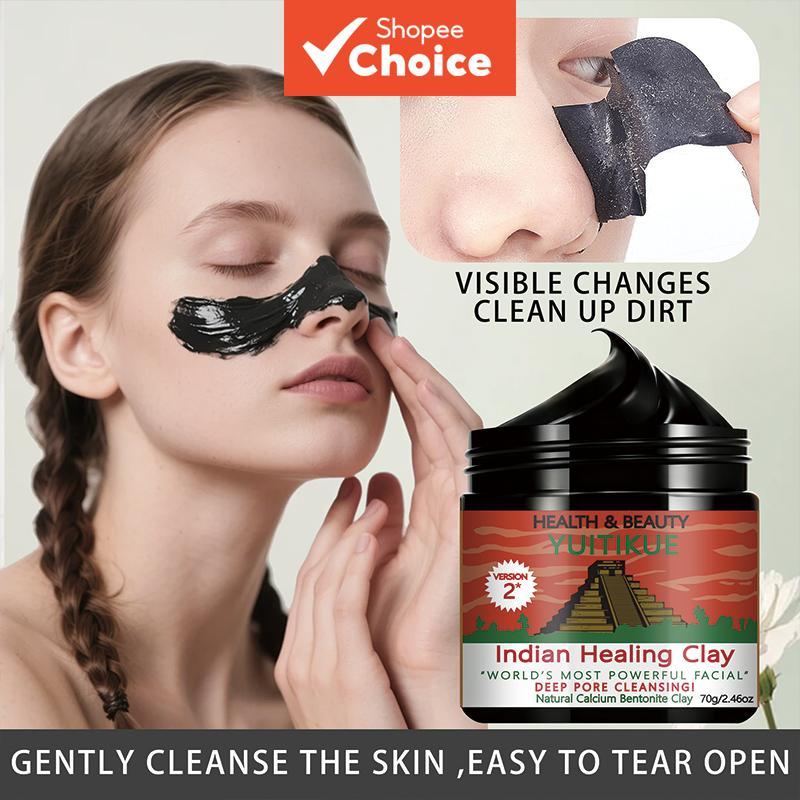 Máscara de Argila Indiana com Argila de Bentonita de Cálcio Natural e Carvão de Bambu para absorver cravos e Aloe Vera