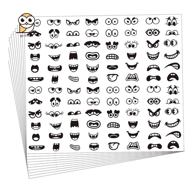 Adesivos De Boca De Olho Preto 960 Peças , 48 Design De Expressão De Rosto De Desenho Animado Para Copo , Scrapbook , Ar