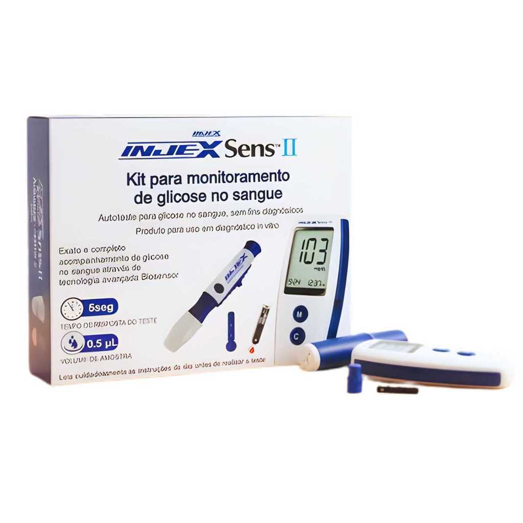 Kit Medidor de Glicose Injex Sens II - 50 Tiras e Lancetador
