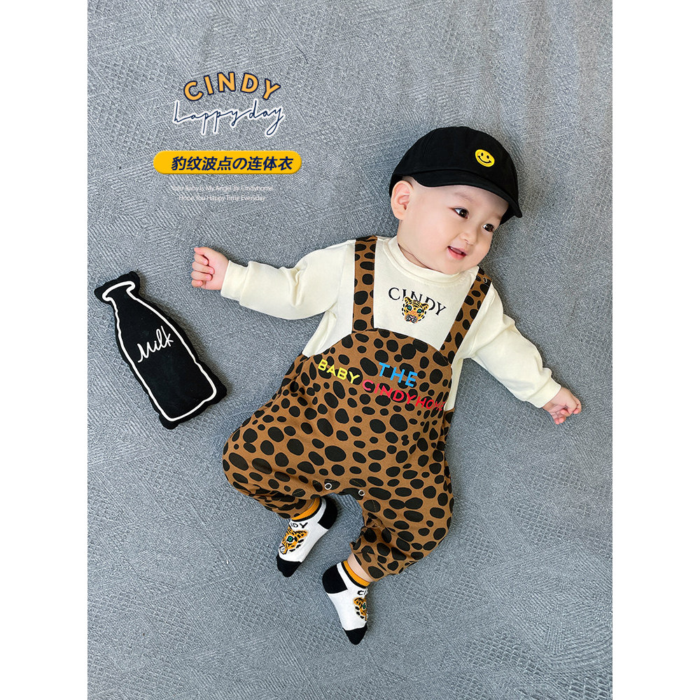 Infantil meninos meninas crianças bebê leopardo impressão moda estilo ocidental de manga comprida primavera outono inver