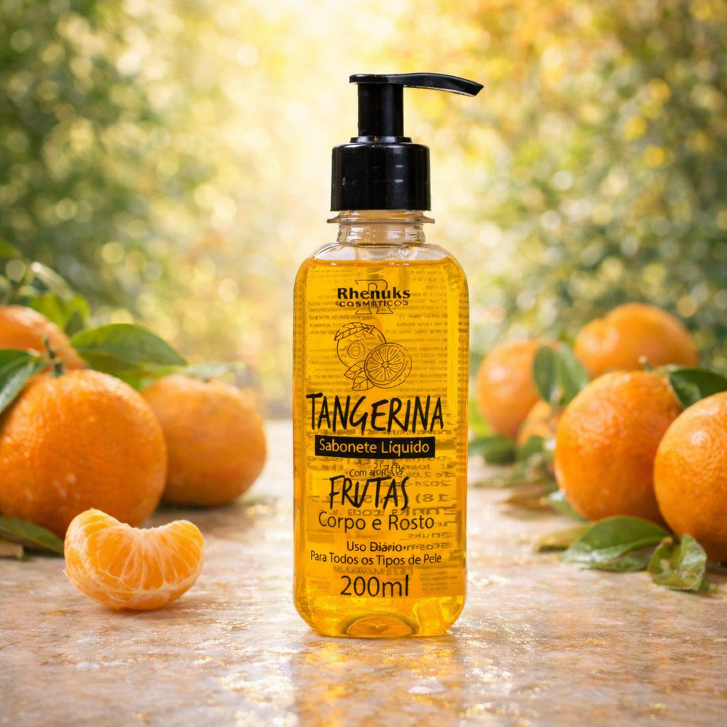 Sabonete Tangerina Rhenuks 200ml Cheiro Cítrico Refrescante Pele Macia Diário