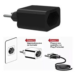 Plug Protetor DPS 10A 3 Pinos Preto Contra Surtos Qualitronix