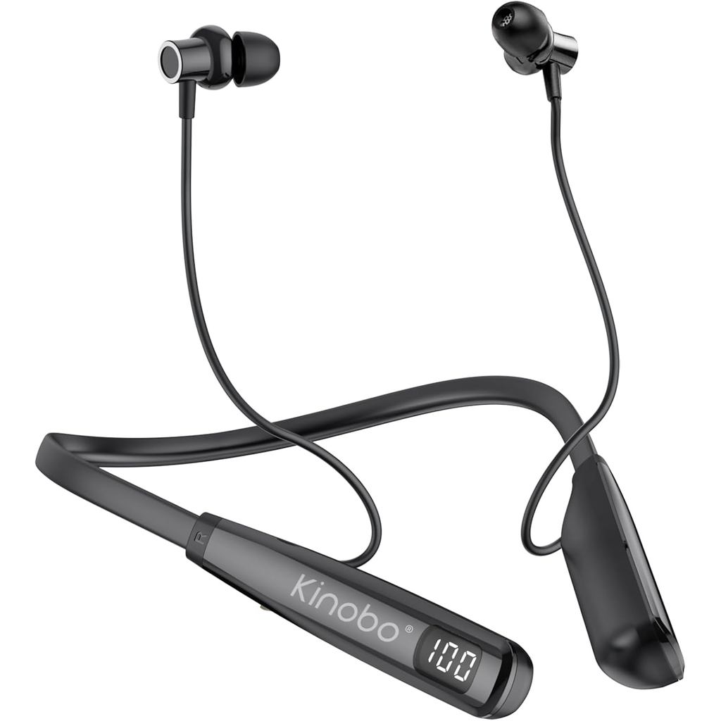 Fones de Ouvido Bluetooth de Pescoço, Bluetooth 6.0, 100 Horas de Reprodução, Fones de Ouvido Esportivos à Prova d'Água 