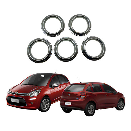 Kit 5 Moldura Difusor Ar Painel Citroen C3 Aircross Picasso Prateado