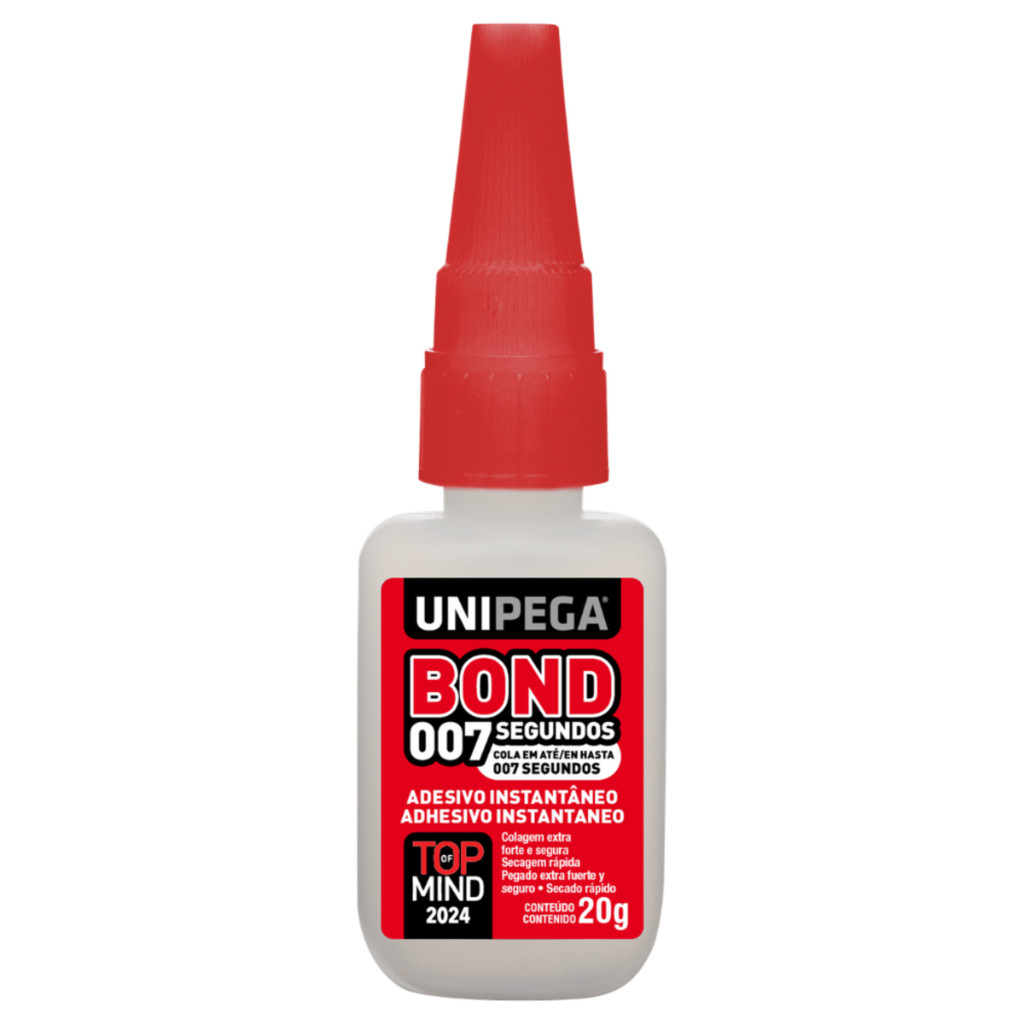 Caixa com 10 Colas Instantanea Bond 007 Frasco 20G Unipega